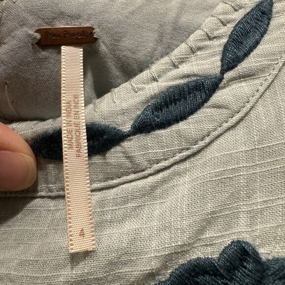 NWOT Free People Delightful Birds of a Feather Dress Embroidered Teal Women sz 4 - Picture 3 of 11